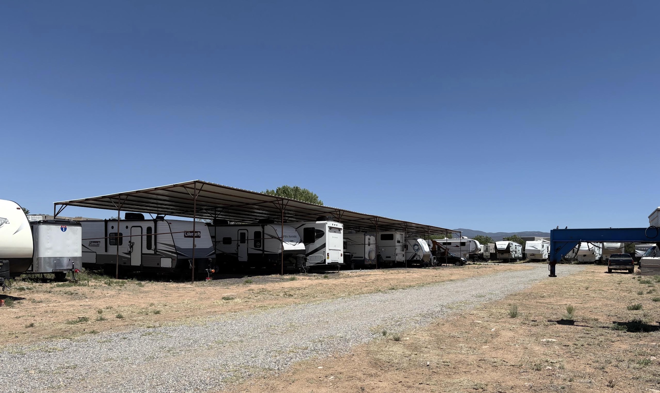 Covered storage keeps the sun, snow, and hail off your rig.